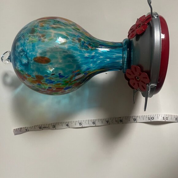 Hand Blown Glass Hummingbird Feeder - Picture 12 of 13
